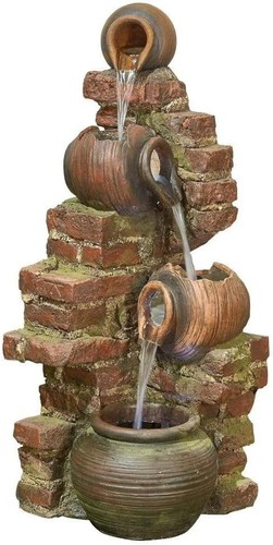 Flowing jugs water fountain - water,