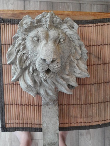 Stone lion head - stone,