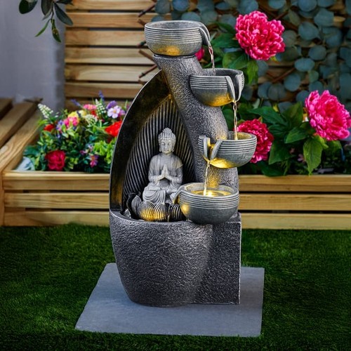 Led buddha water feature - water,