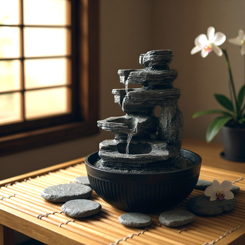 Rock water fountain feature - water,
