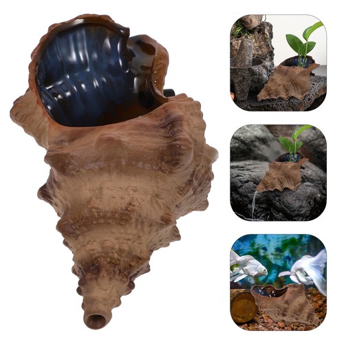 Red ceramic conch fountain - red,